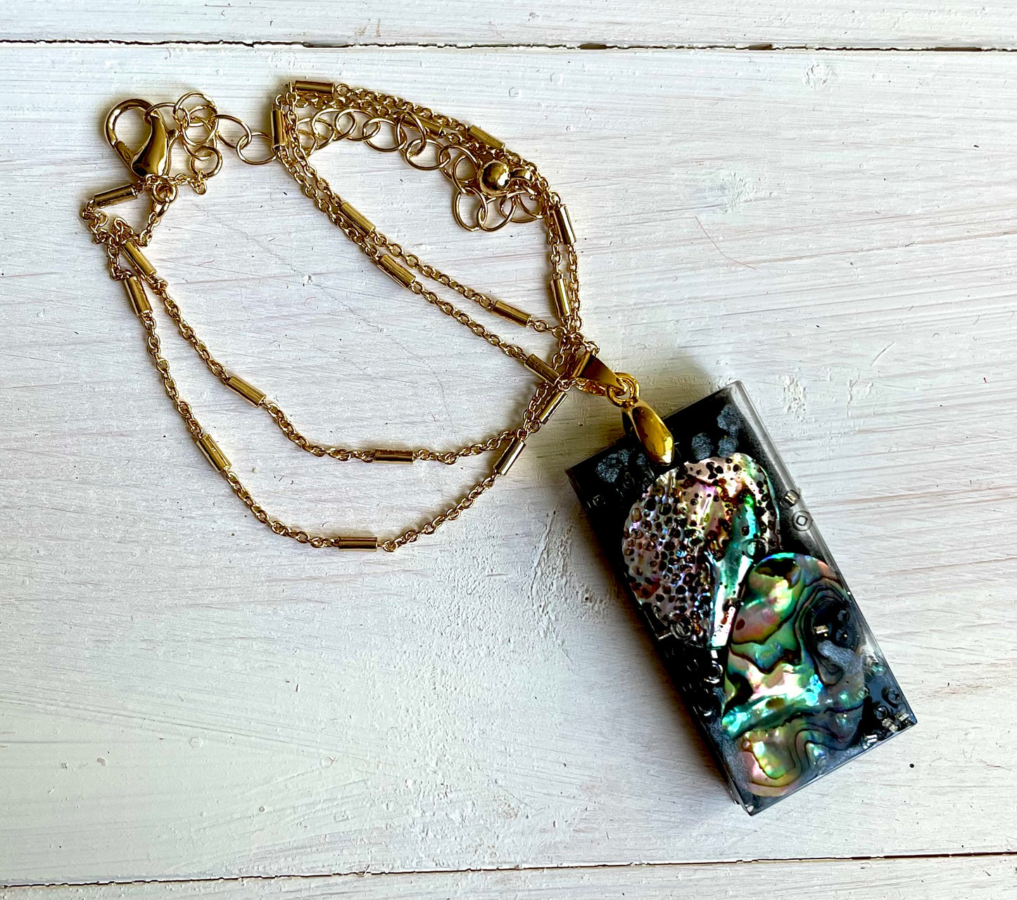 Rectangle abalone pendant