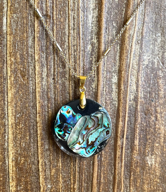 Large round abalone pendant