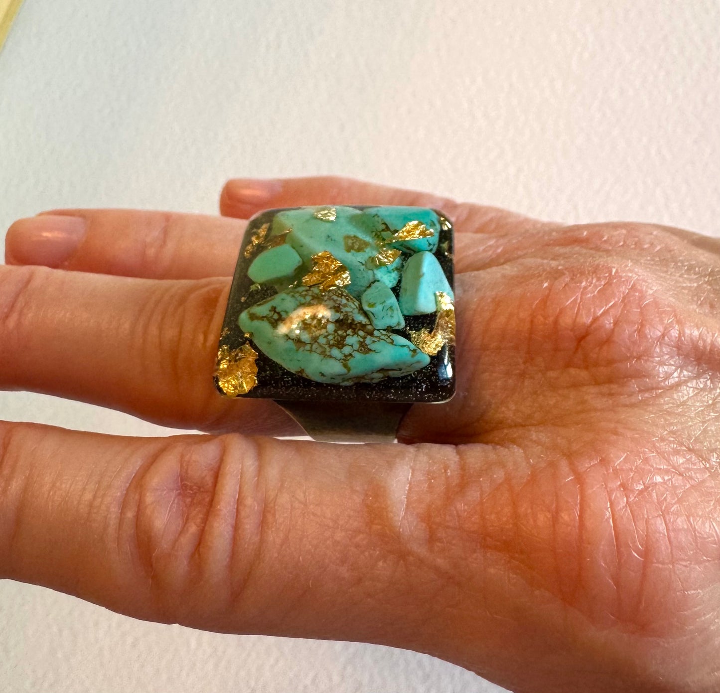 Turquoise and resin ring