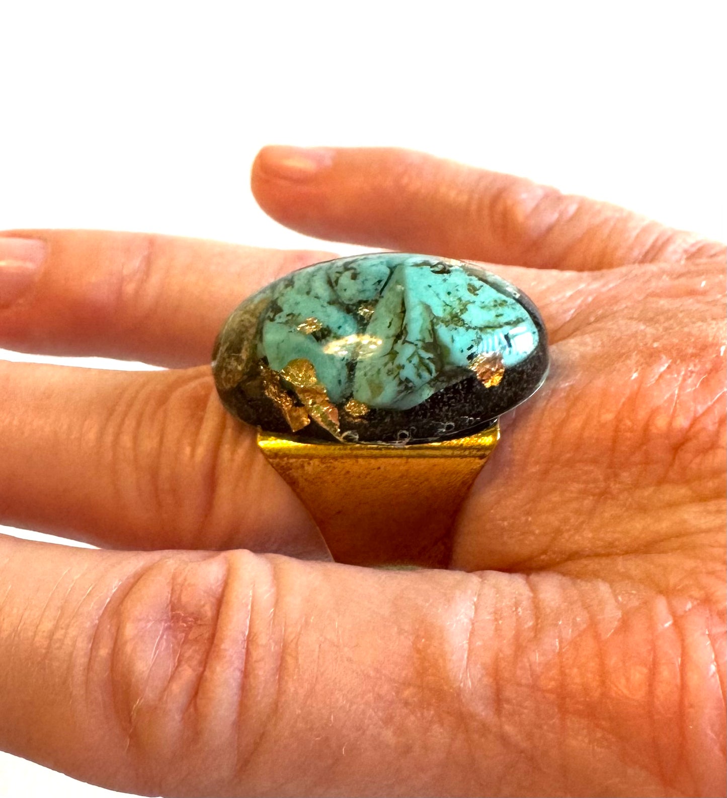 Turquoise and resin ring