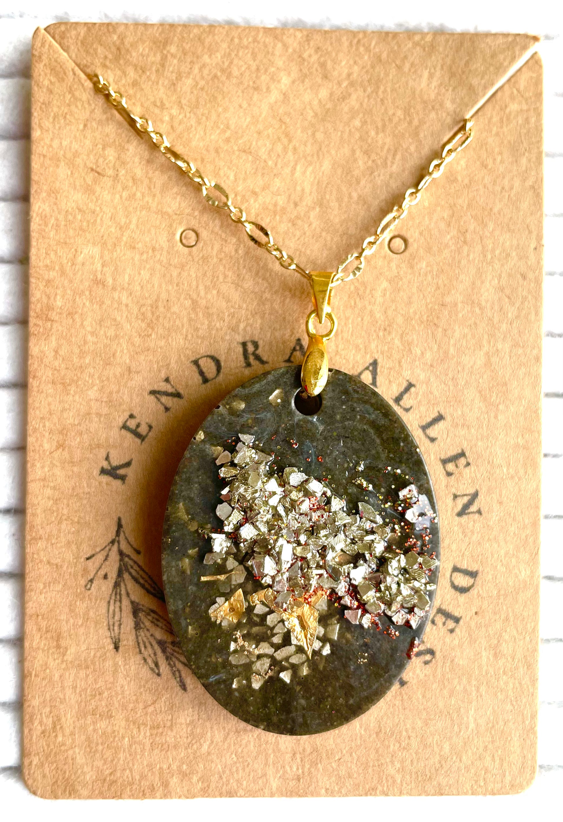 Oblong resin and cement necklace Kendra allen designs