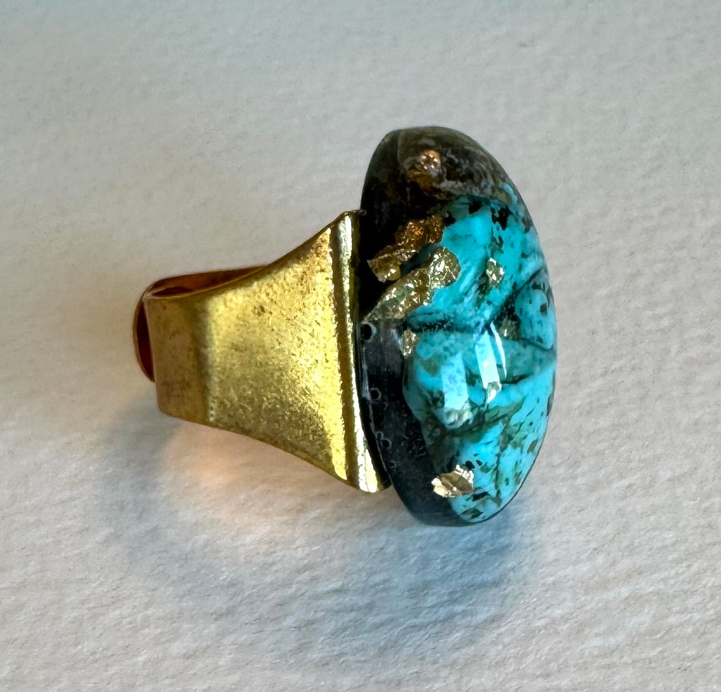 Turquoise and resin ring