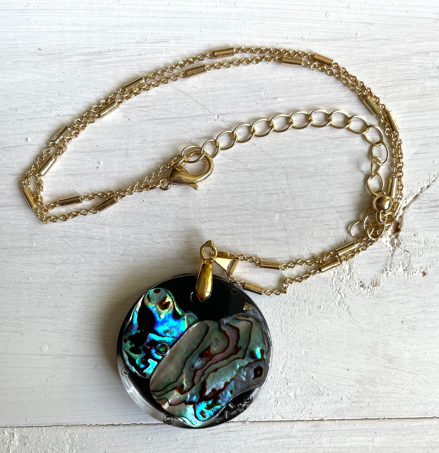 Large round abalone pendant