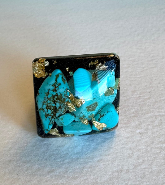 Turquoise and resin ring